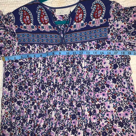 70’s HIPPIE BLOCK PRINT INDIAN COTTON MAXIDRESS - Picture 10 of 11